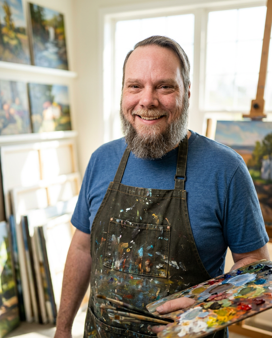 The artist in studio